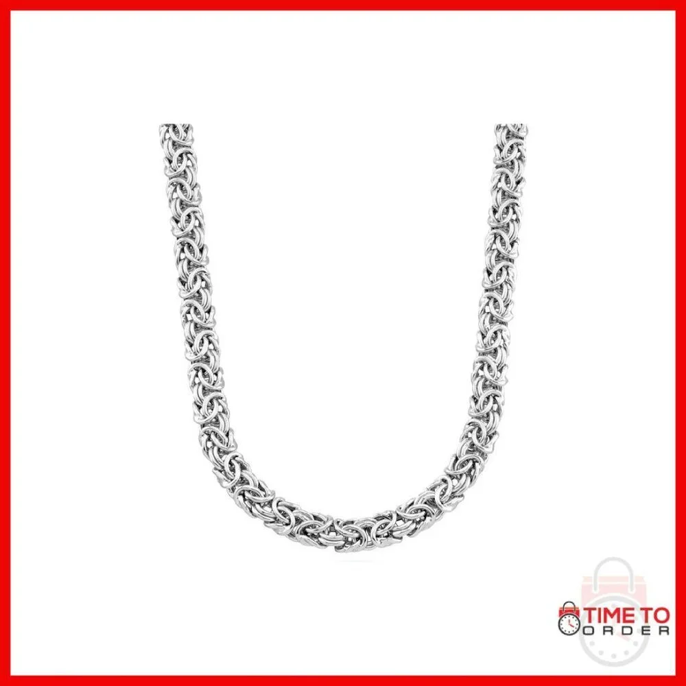 Sterling Silver Byzantine Chain Necklace 18 Inch Handmade Italy